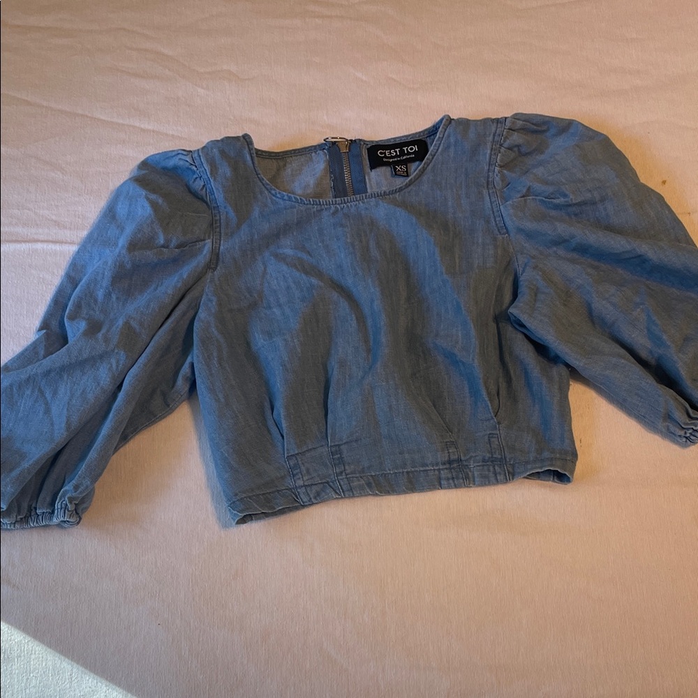 Blue Puff Sleeve Top